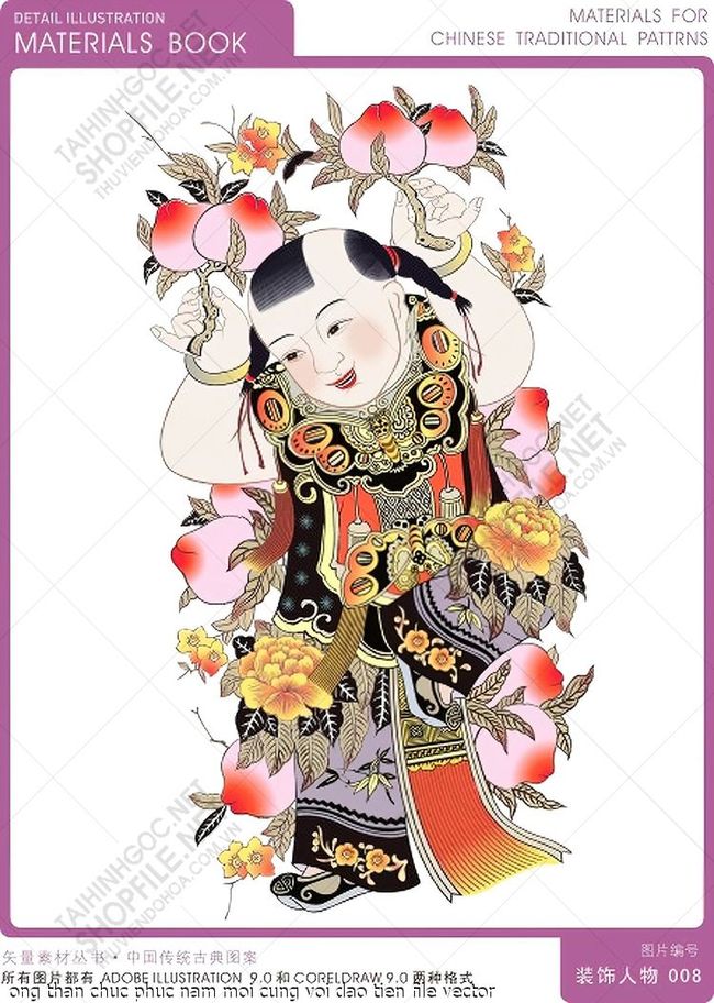 ong than chuc phuc nam moi cung voi dao tien file vector
